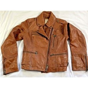 Levis Women's Leather Moto Jacket XS Brown Motorcycle